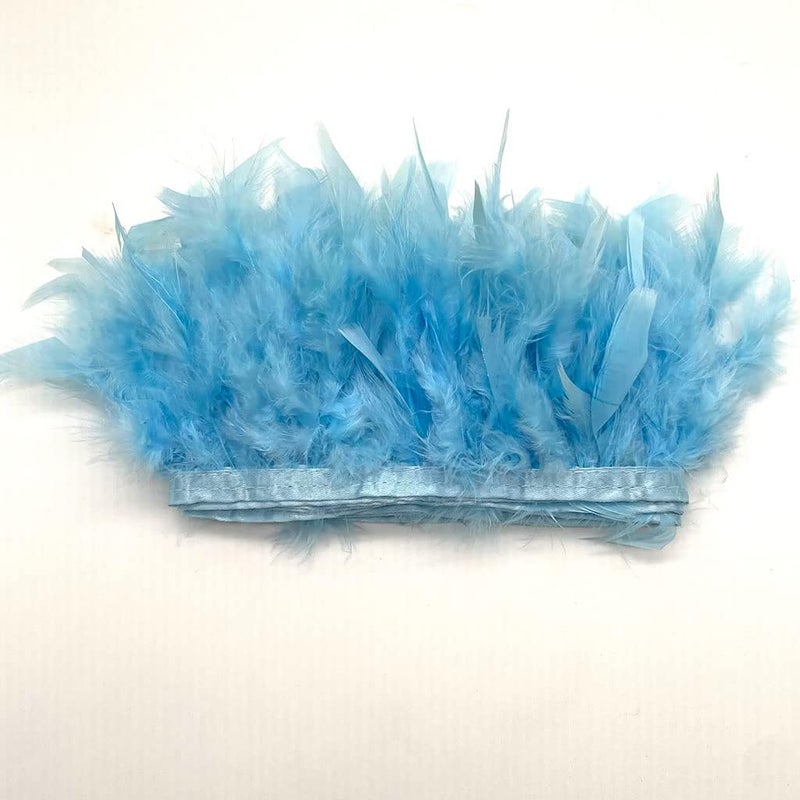 Shekyeon Turkey Feathers Fringe Trim for Party Clothing DIY Sewing Crafts Decoration Pack of 2 Yards (Light Blue) - Image 5